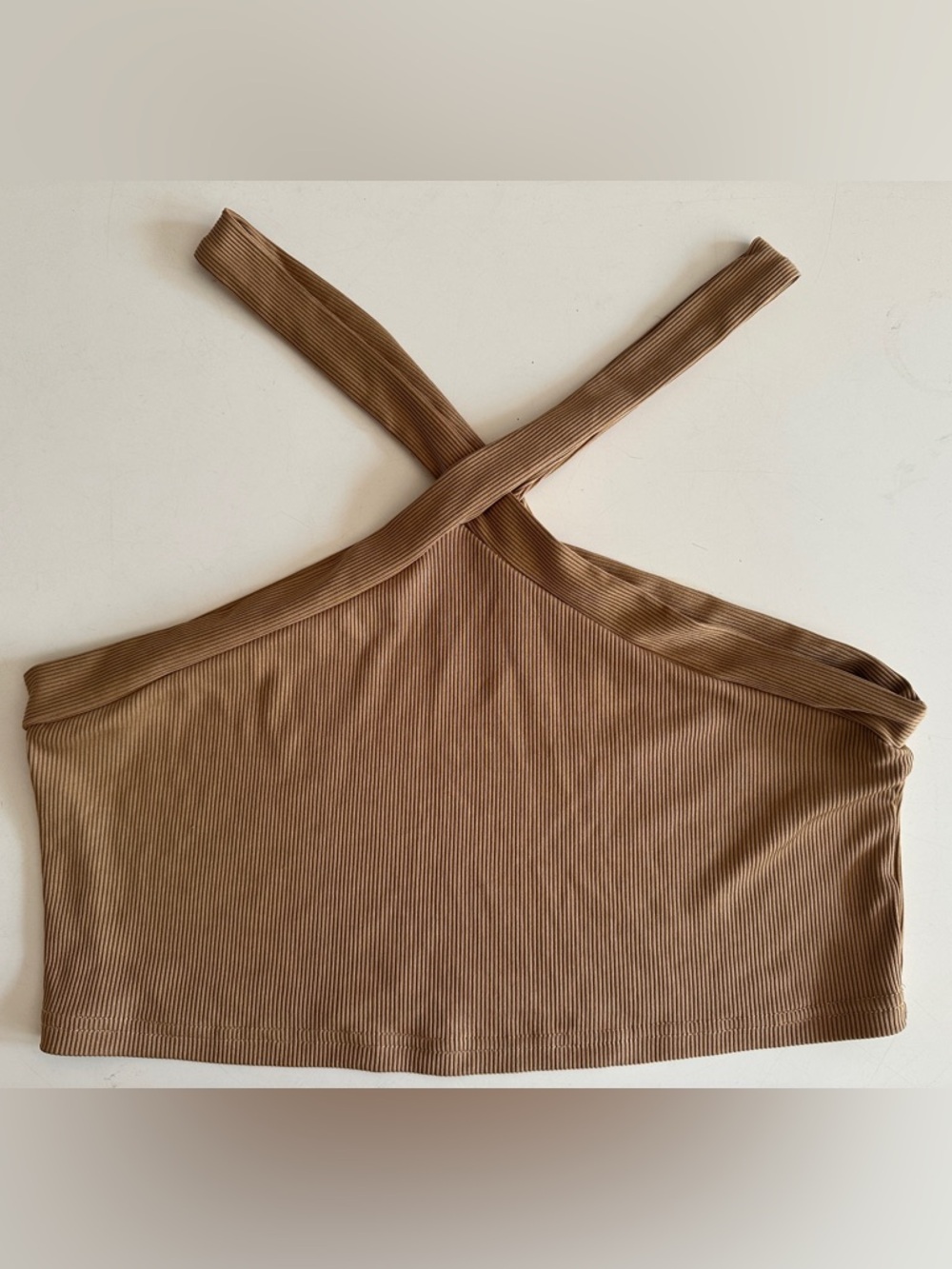 Ribbed Crop Top - Camel Brown